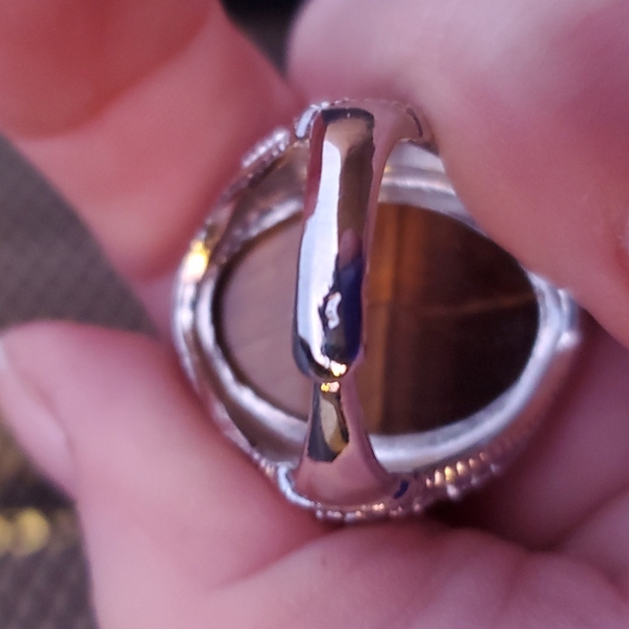 New Overzized Tiger Eye Adjustable 925 Silver Ring. - Picture 6 of 12